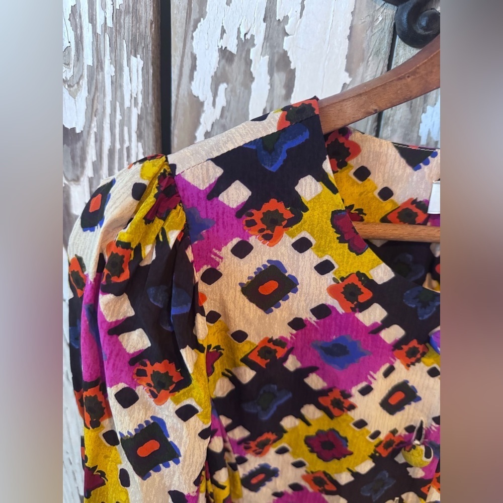 RHODE Nara Dress in Aquarelle Size Large Multicolor Geometric Pattern Button up - Picture 6 of 8